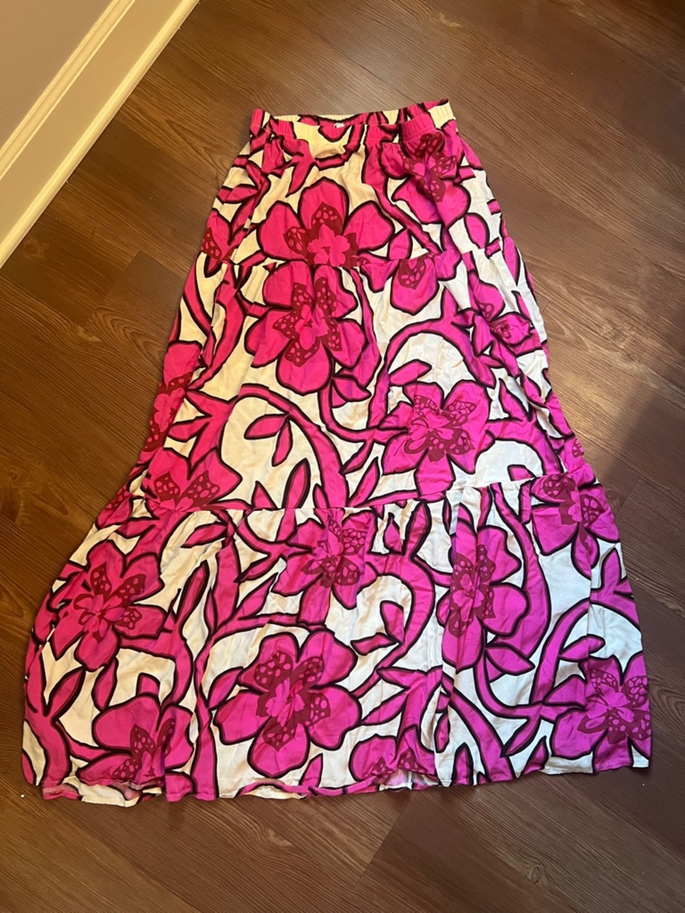 Fashion Nova Hot Pink Floral Maxi Skirt